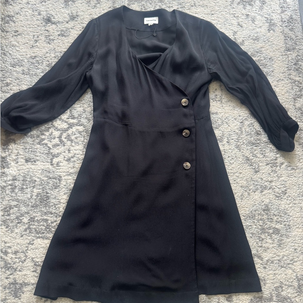Frank and Oak Black Wrap Mini Dress